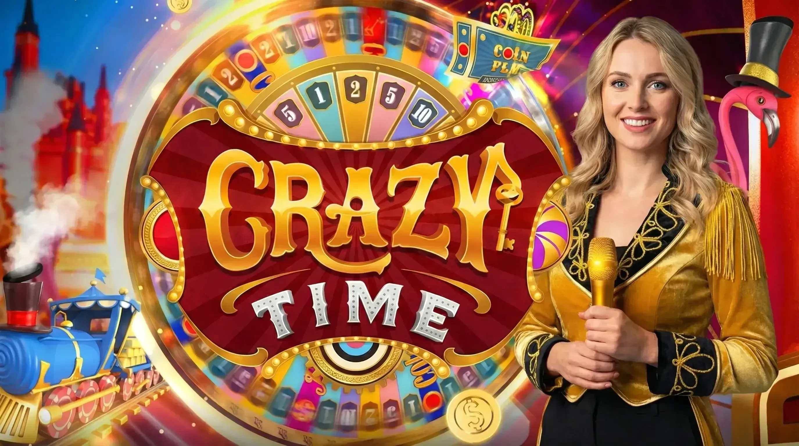 Crazy Time live game format with host, wheel, and studio interface
