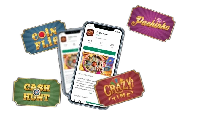 Crazy Time mobile casino app menu screen