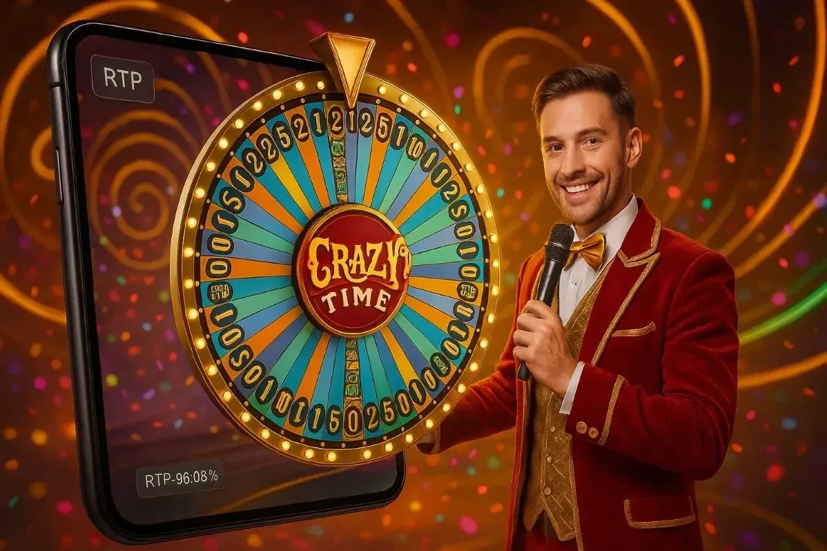 Crazy Time RTP screen showing return and wheel data